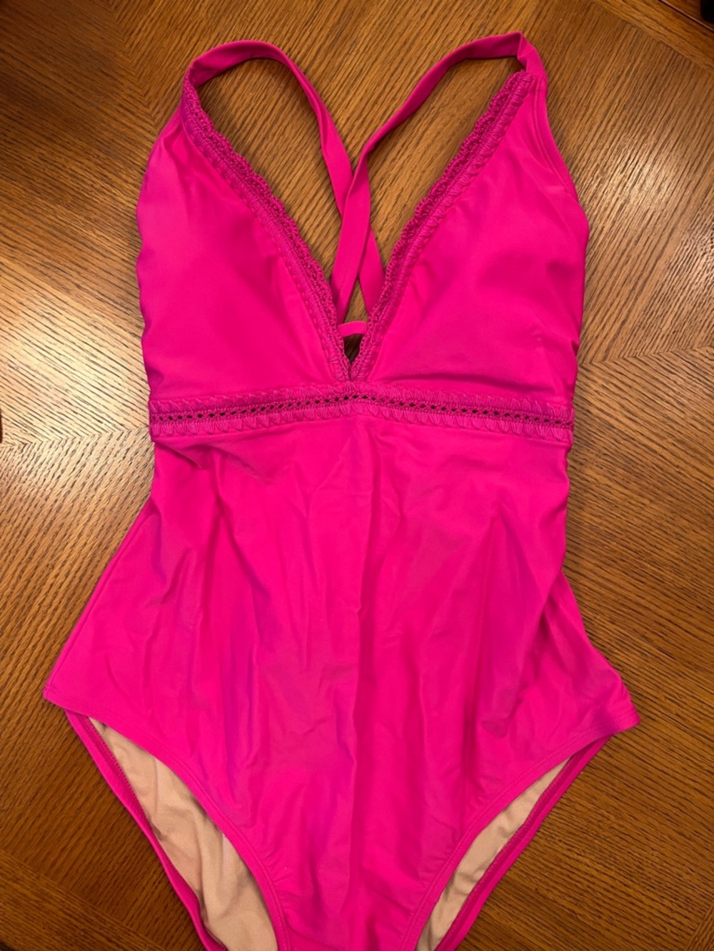 Bright Pink Embroidery -Trim One-Piece XL beautiful B17